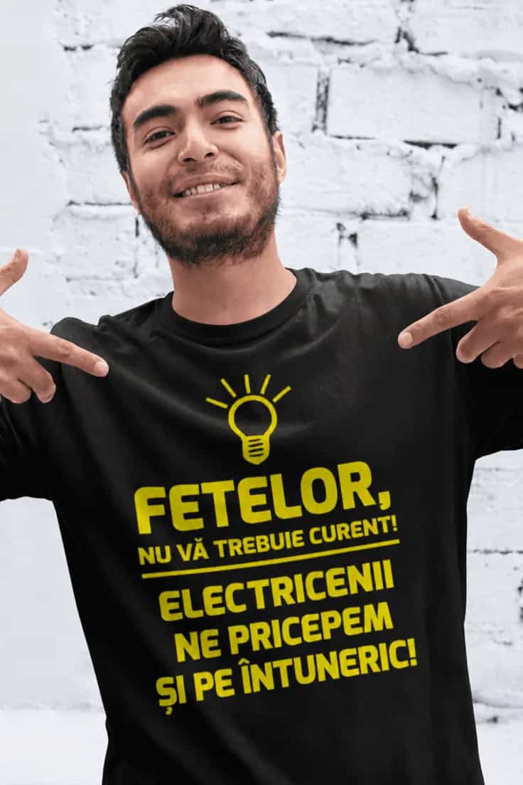 Tricou amuzant Electricieni pe întuneric