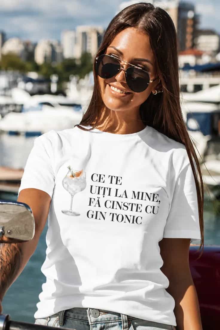 Tricou amuzant Fă cinste cu gin tonic - CE TE