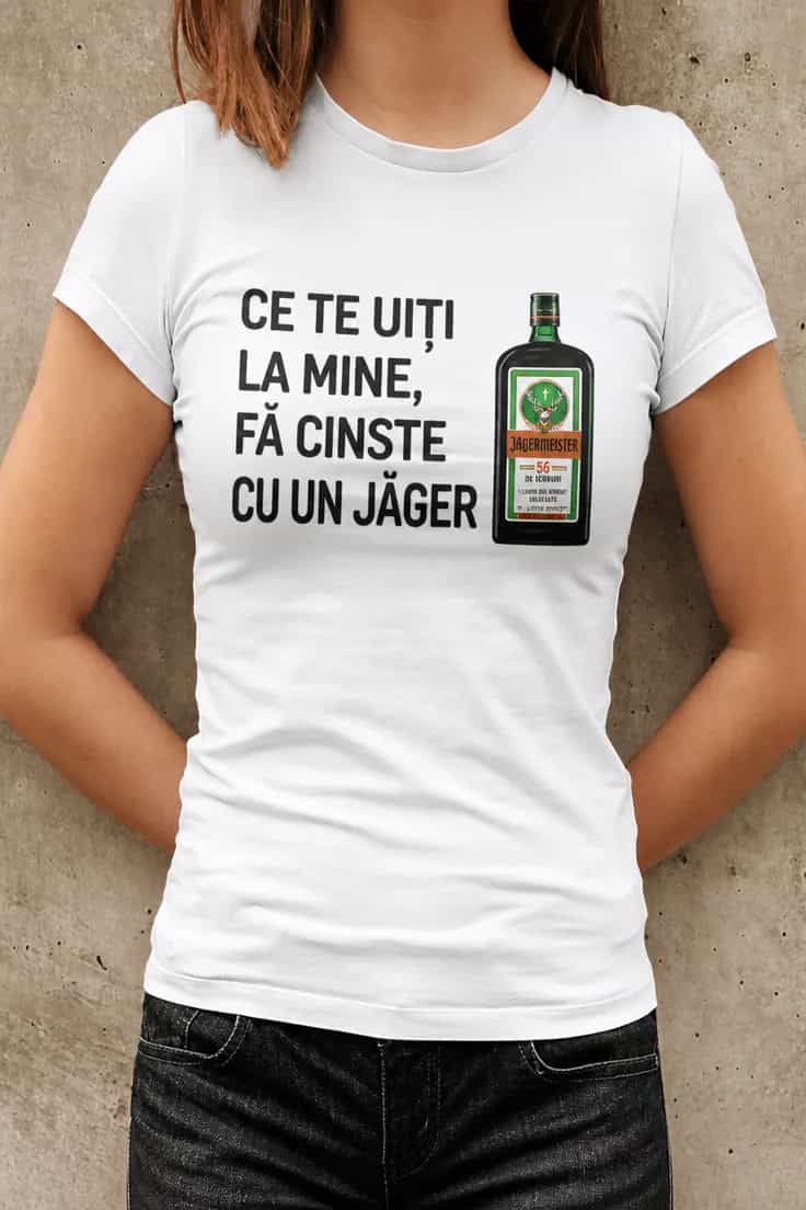 Tricou amuzant Fă cinste cu un Jäger