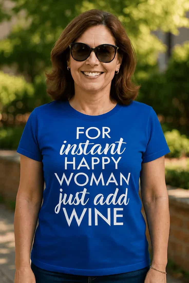 Tricou fericire instant pentru femei, doar adaugă vin