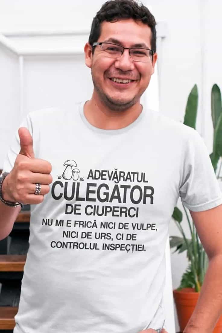 Tricou amuzant Frica la cules de ciuperci