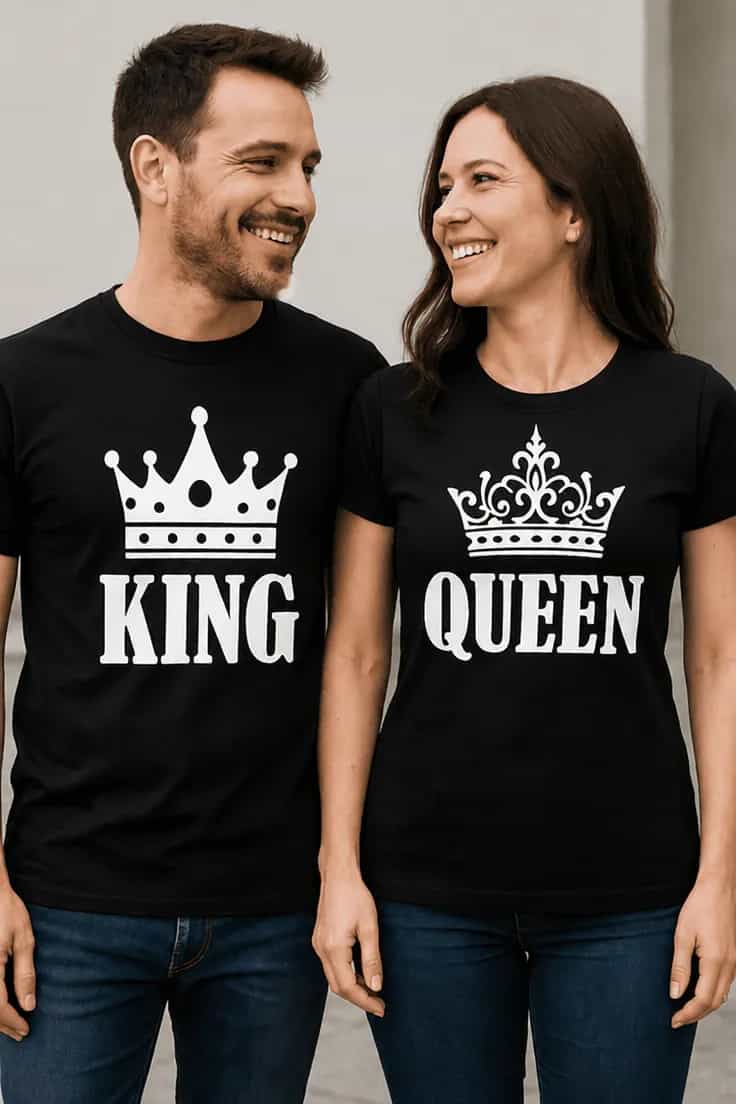 Tricou amuzant King queen pentru cuplu