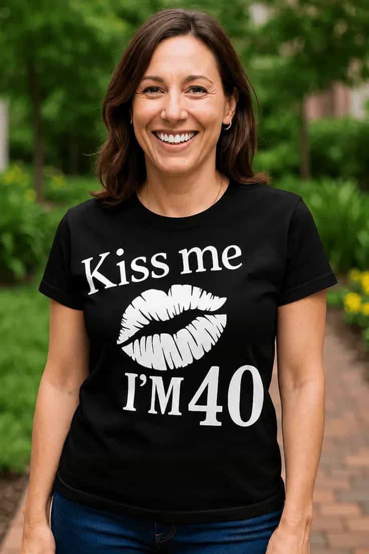 Tricou amuzant Kiss me cu anul la alegere