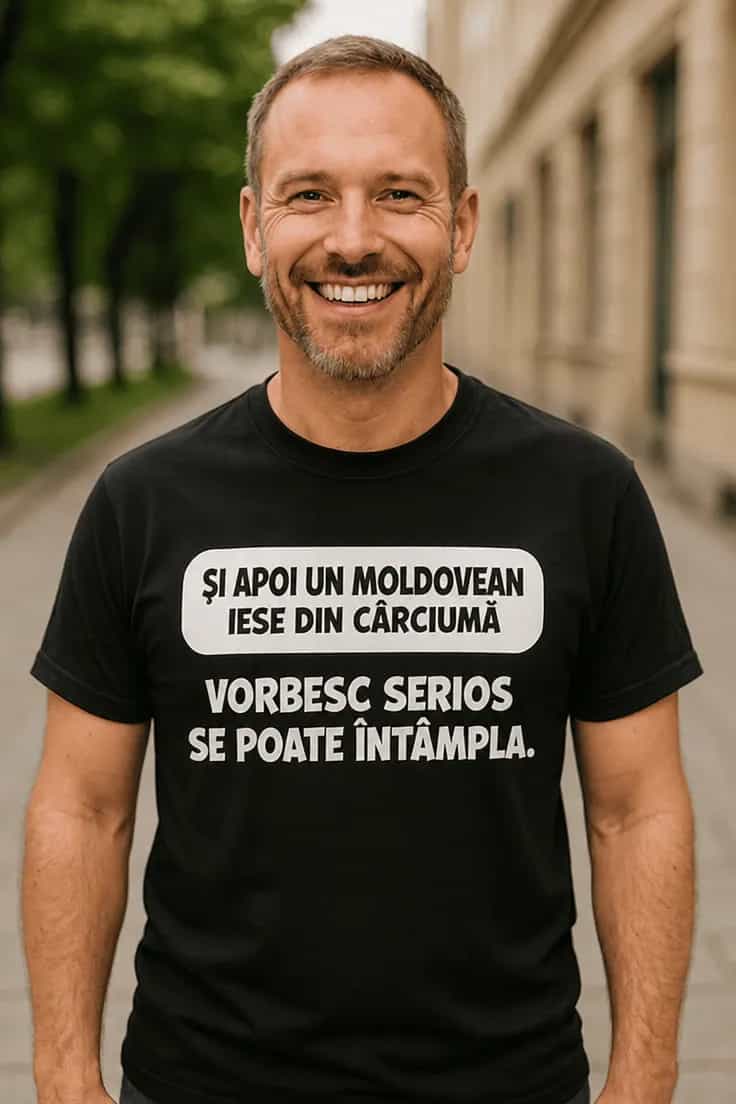 Tricou amuzant moldovean iese din cârciumă original