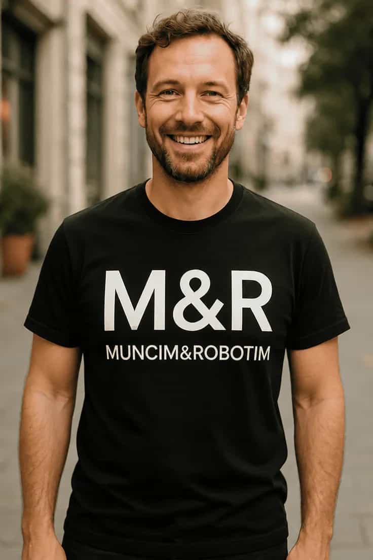Tricou amuzant Muncim și robotim - M&R MUNCIM&ROBOTIM