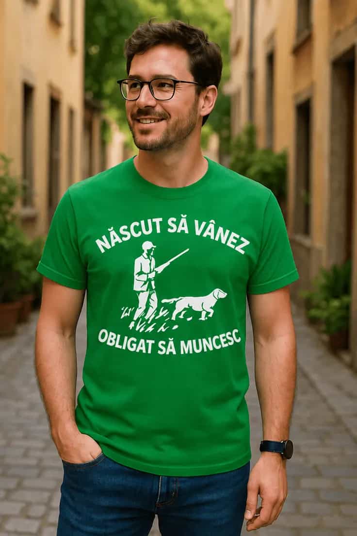 Tricou amuzant Născut pentru vânătoare | NĂSCUT SĂ