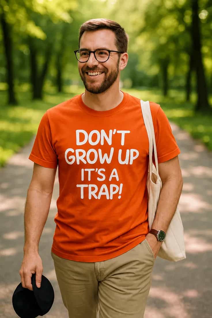 Tricou amuzant Nu crește mare - DON'T GROW UP IT'S A TRAP!
