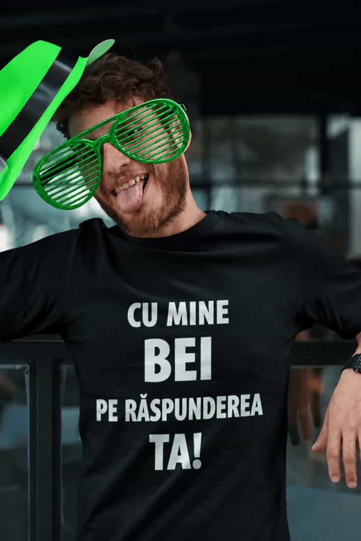 Tricou amuzant Pe răspunderea ta – CU MINE BEI