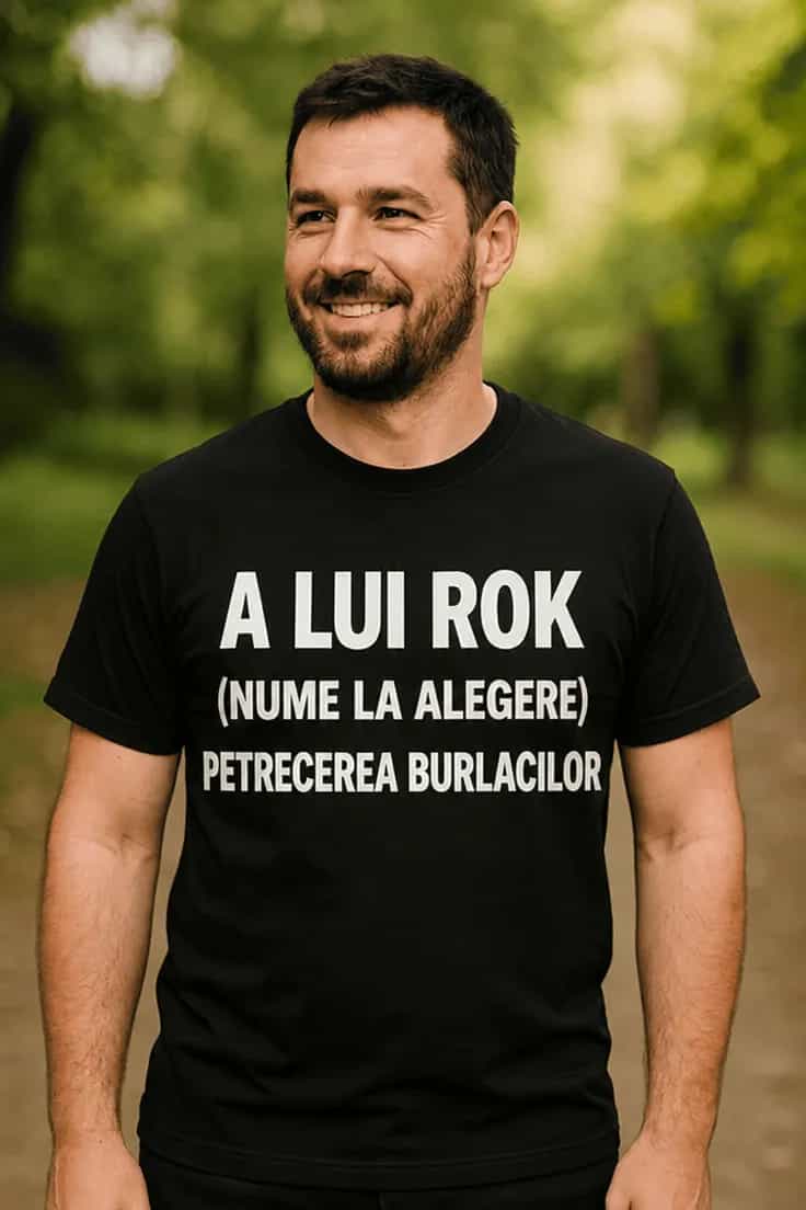 Tricou amuzant Petrecere burlaci cu nume personalizat