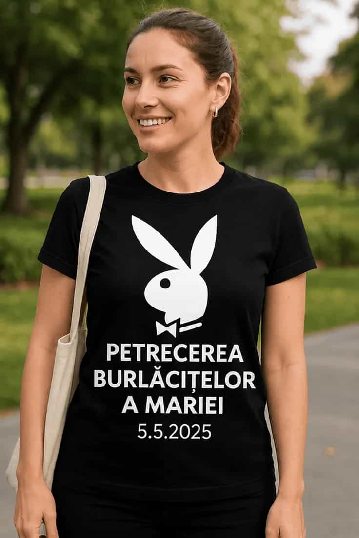 Tricou amuzant Playboy burlăciță cu nume personalizat