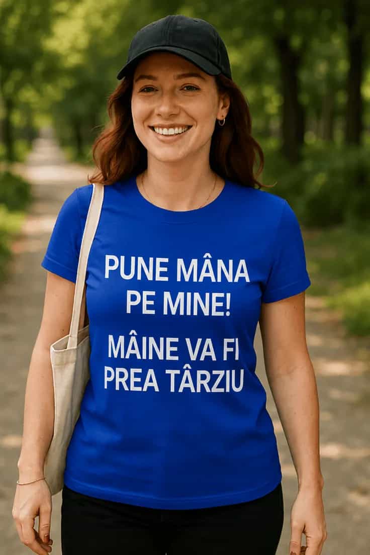 Tricou amuzant Pune mâna pe mine - PUNE MÂNA