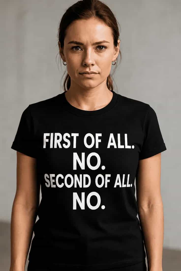 Tricou amuzant Refuz total - FIRST OF ALL. NO.
