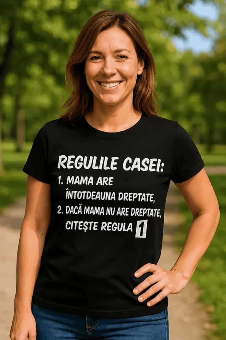 Tricou amuzant Reguli de casă pentru mama