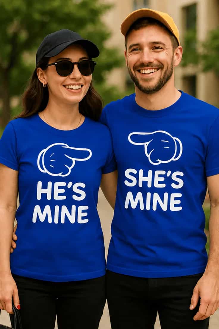 Tricou amuzant Set pentru cuplu HE'S MINE SHE'S MINE