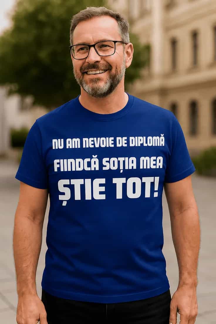 Tricou amuzant Soția știe tot varianta 2