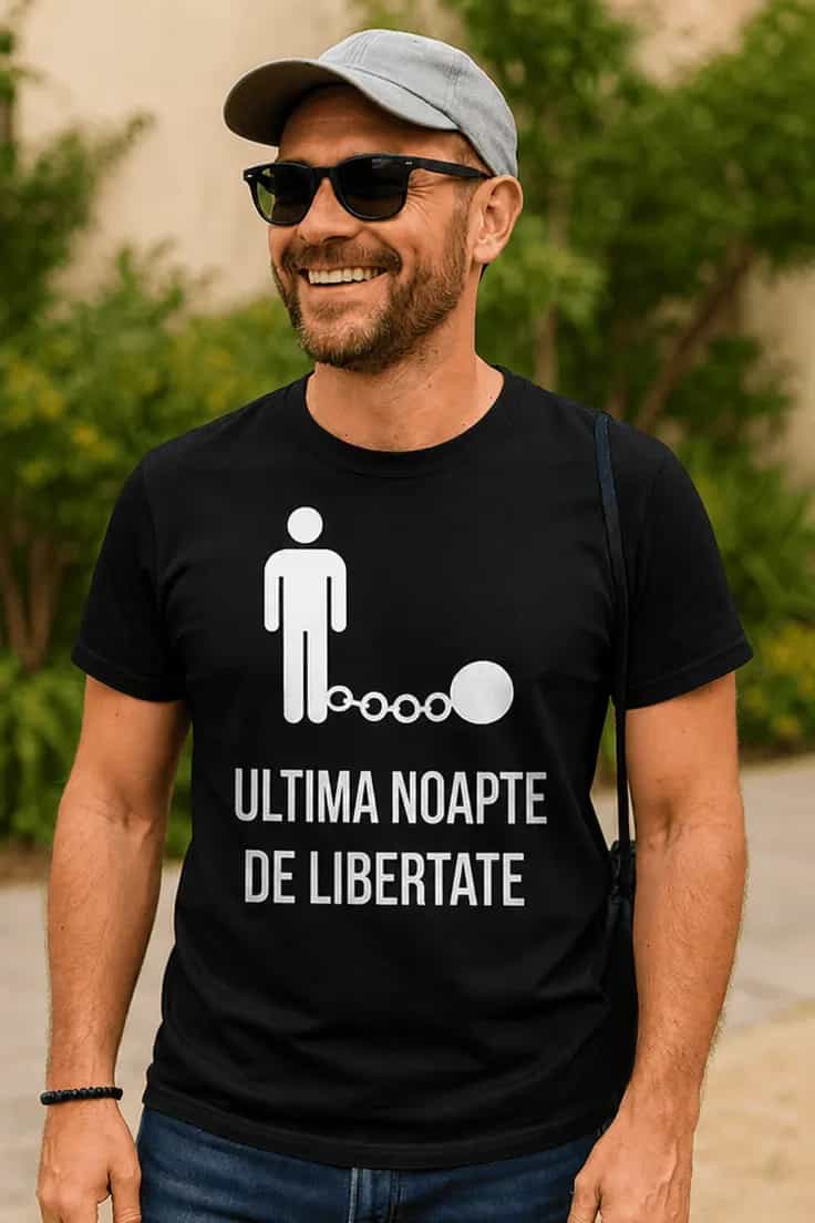 Tricou amuzant ultima noapte de libertate mireasă