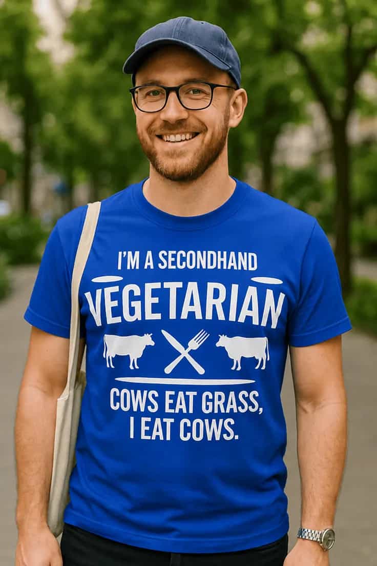 Tricou amuzant Vegetarian la mâna a doua