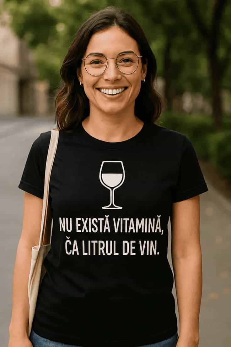 Tricou amuzant Vitamina din vin - NU EXISTĂ VITAMINĂ