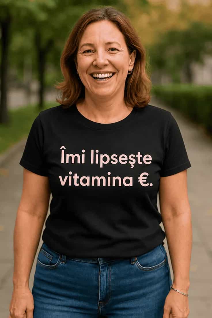 Tricou amuzant Vitamina euro - Îmi lipsește vitamina €..