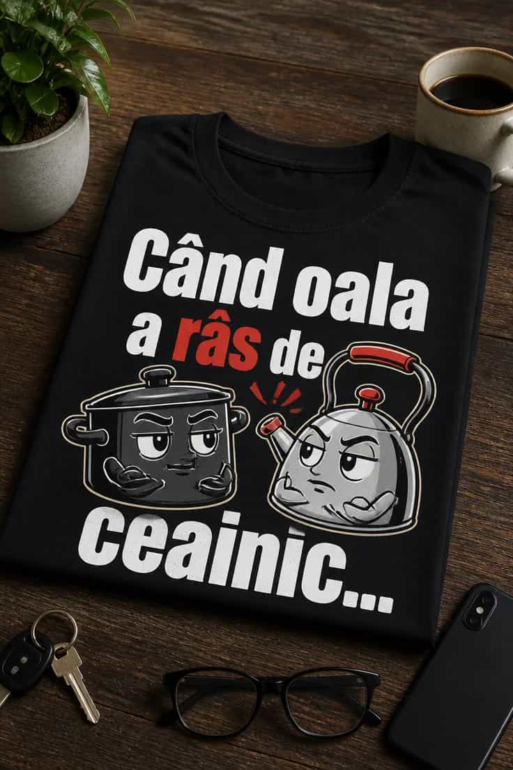 Tricou cu mesaj haios: Când oala a râs de ceainic...