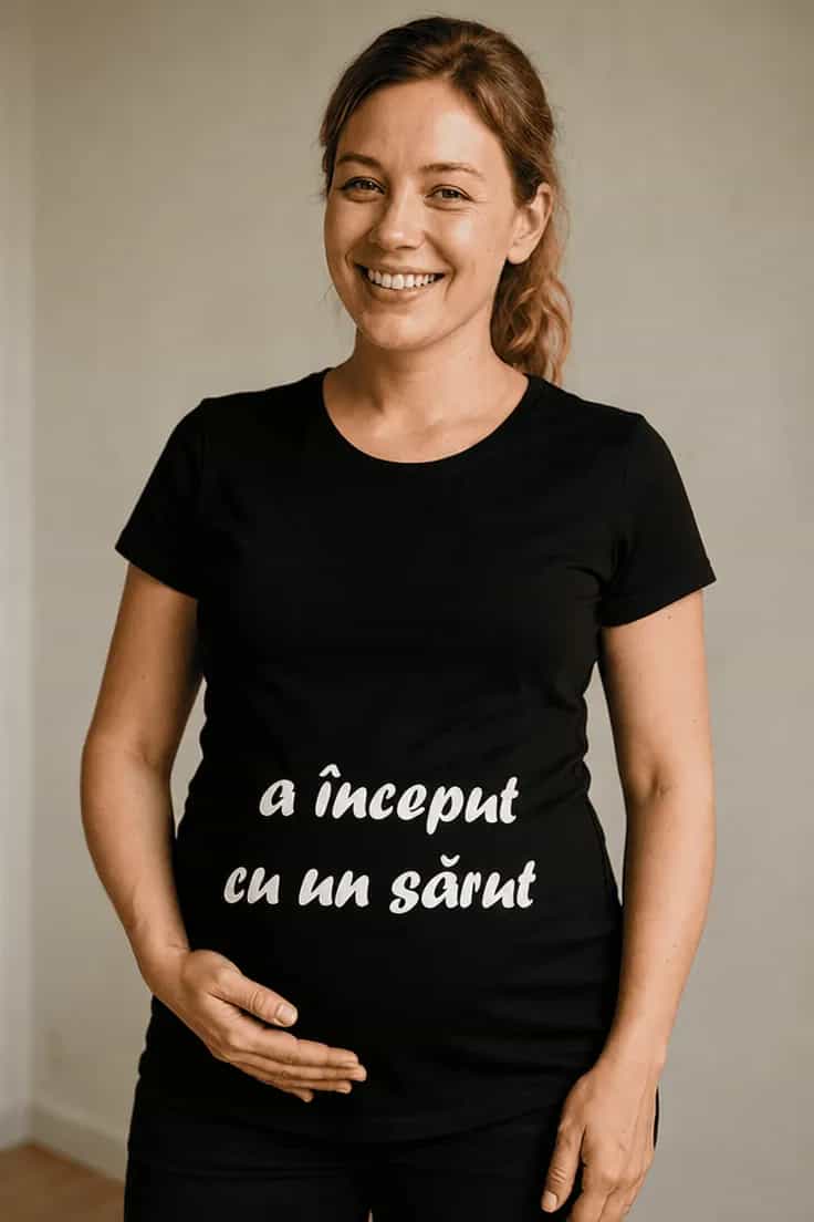 Tricou de gravidă A început cu un sărut
