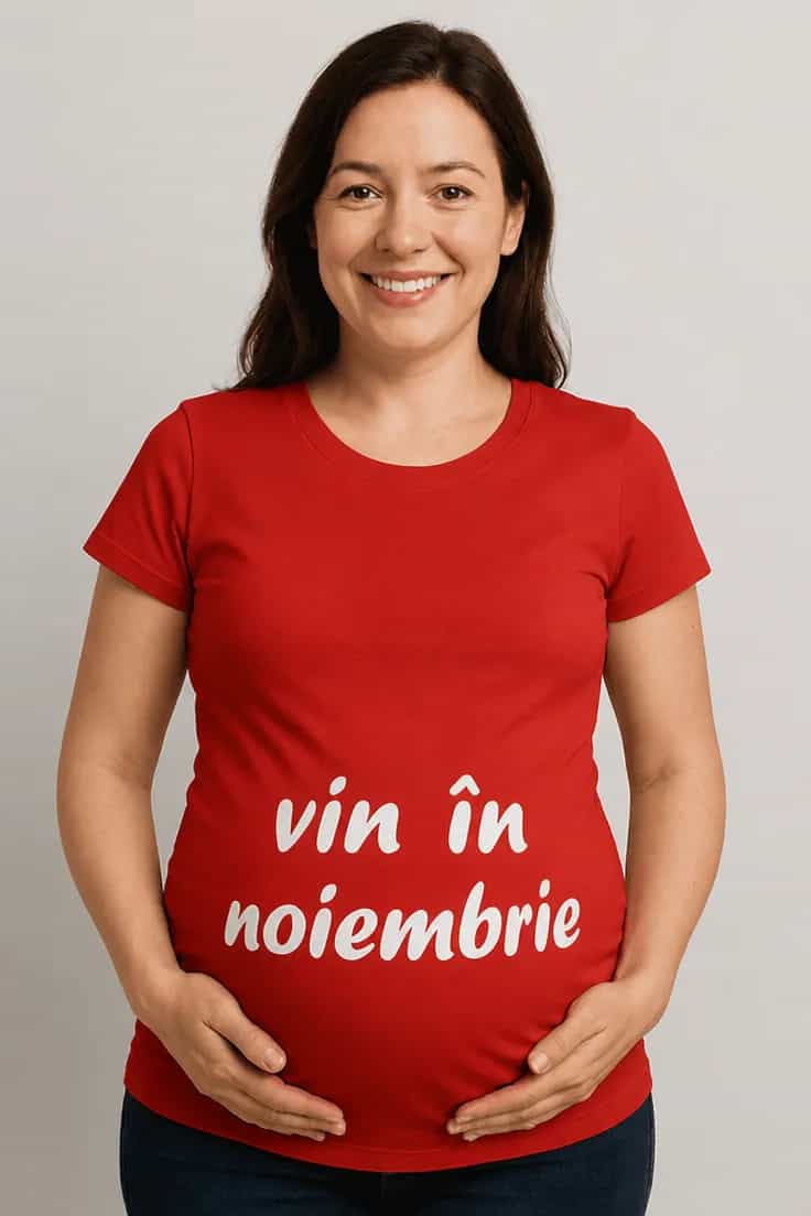 Tricou de gravidă Vin în noiembrie