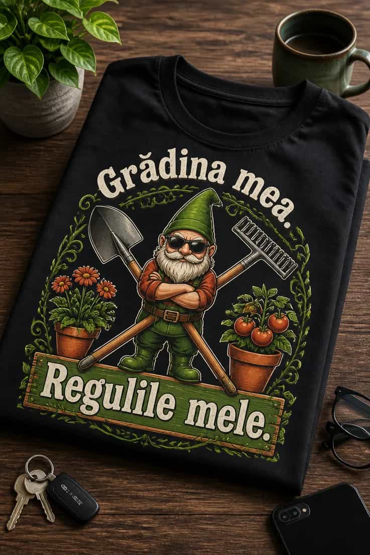 Tricou de grădinărit Grădina mea. Regulile mele.