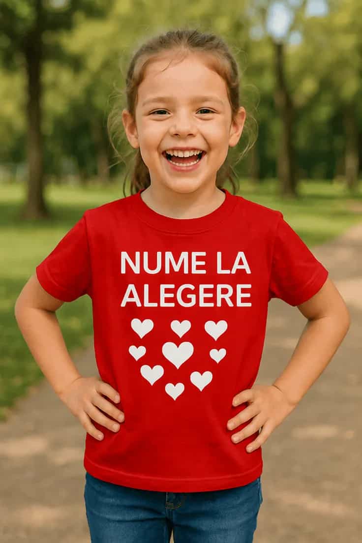 Tricou pentru copii Inimioare cu nume personalizat