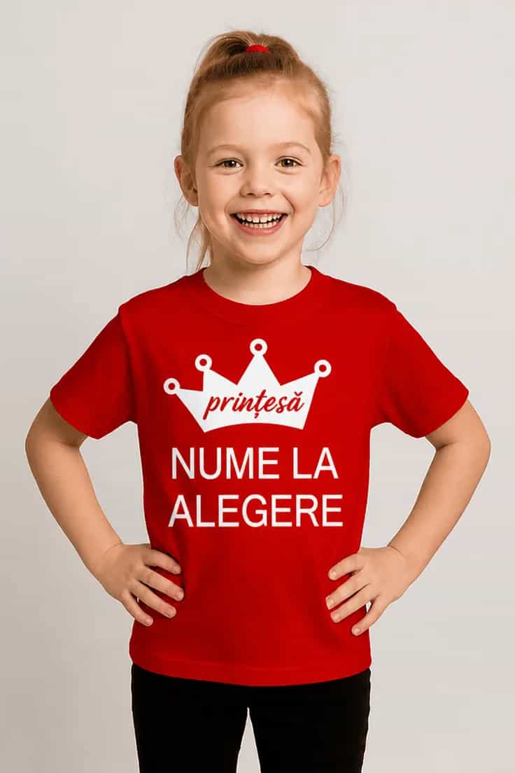 Tricou pentru copii prințesă cu nume personalizat