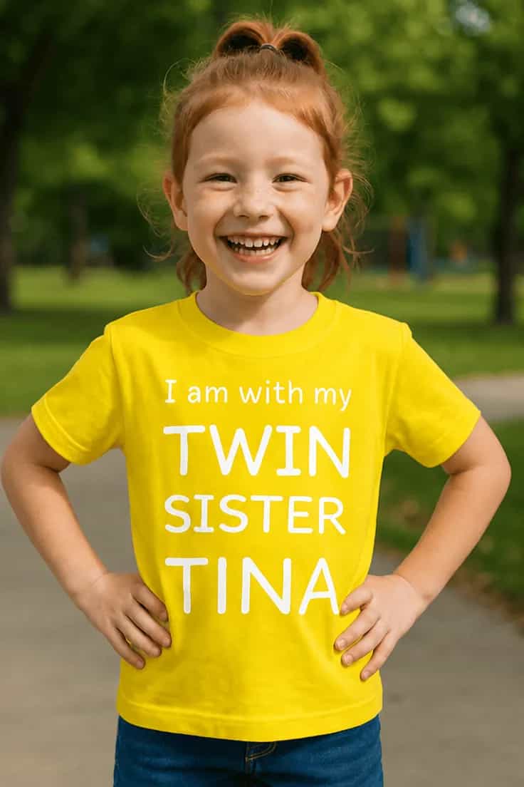 Tricou pentru copii Soră geamănă cu nume personalizat