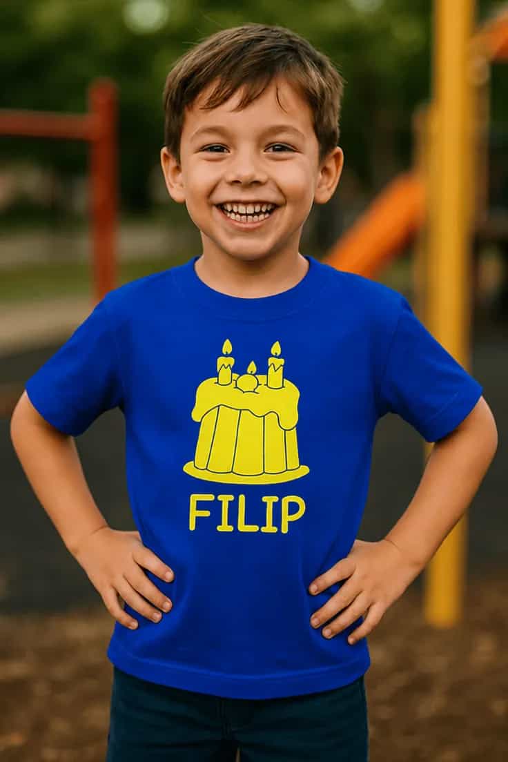 Tricou pentru copii Tort cu nume personalizat FILIP