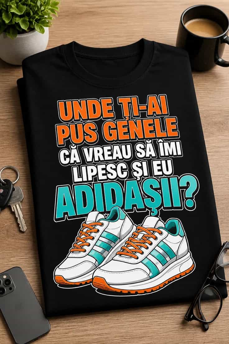 Tricou Unde ți-ai pus genele că vreau să-mi lipesc adidașii