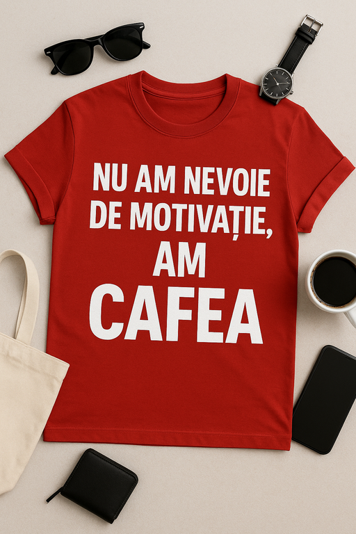 Tricou „Nu am nevoie de motivație, am cafea”
