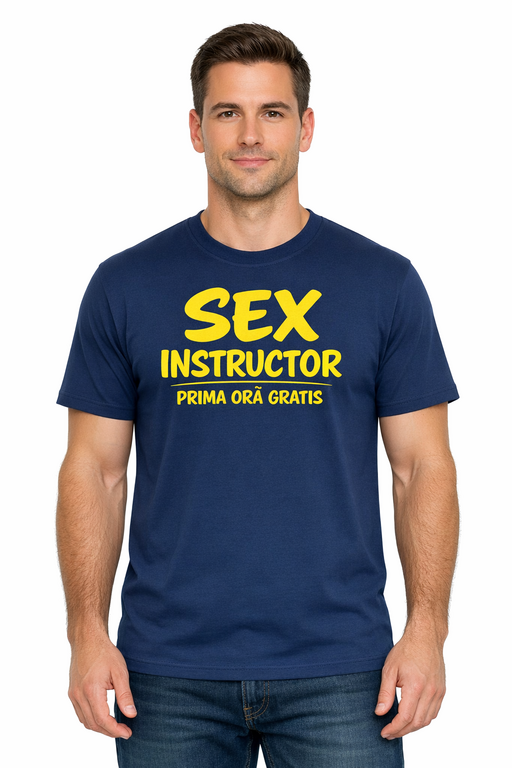 Tricou amuzant SEX INSTRUCTOR – Prima oră GRATIS