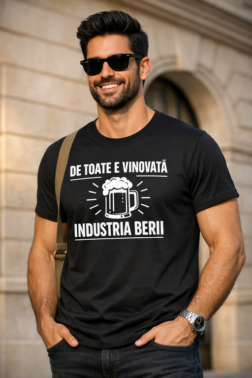 Tricou amuzant DE TOATE E VINOVATĂ INDUSTRIA BERII