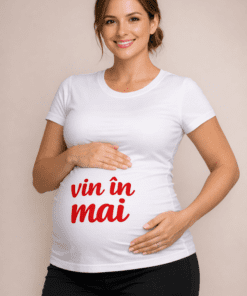 Tricou pentru gravide „Vin în mai”