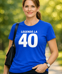 Tricou amuzant pentru femei „LEGENDĂ LA 40” albastru