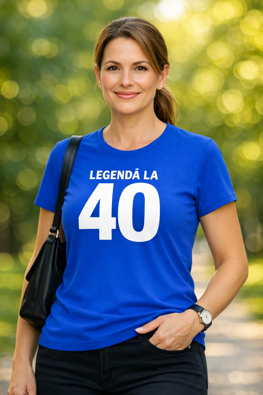 Tricou amuzant pentru femei „LEGENDĂ LA 40” albastru