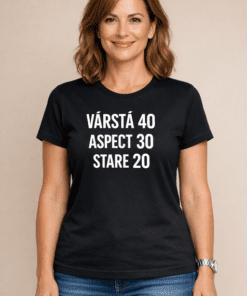 Tricou amuzant: Vârstă 40, aspect 30, stare 20