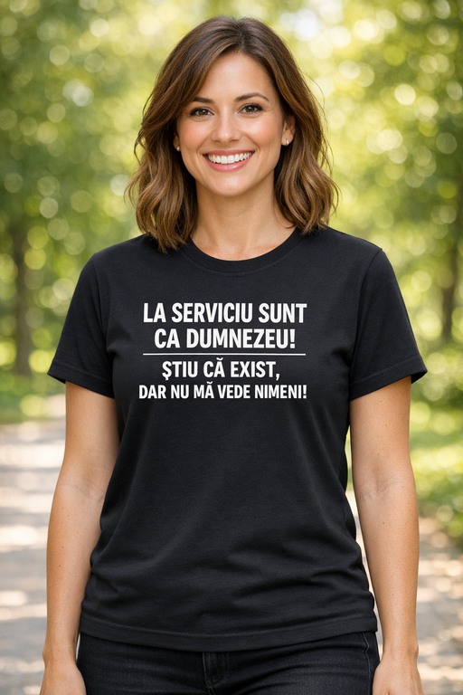Tricou amuzant: La serviciu sunt ca Dumnezeu