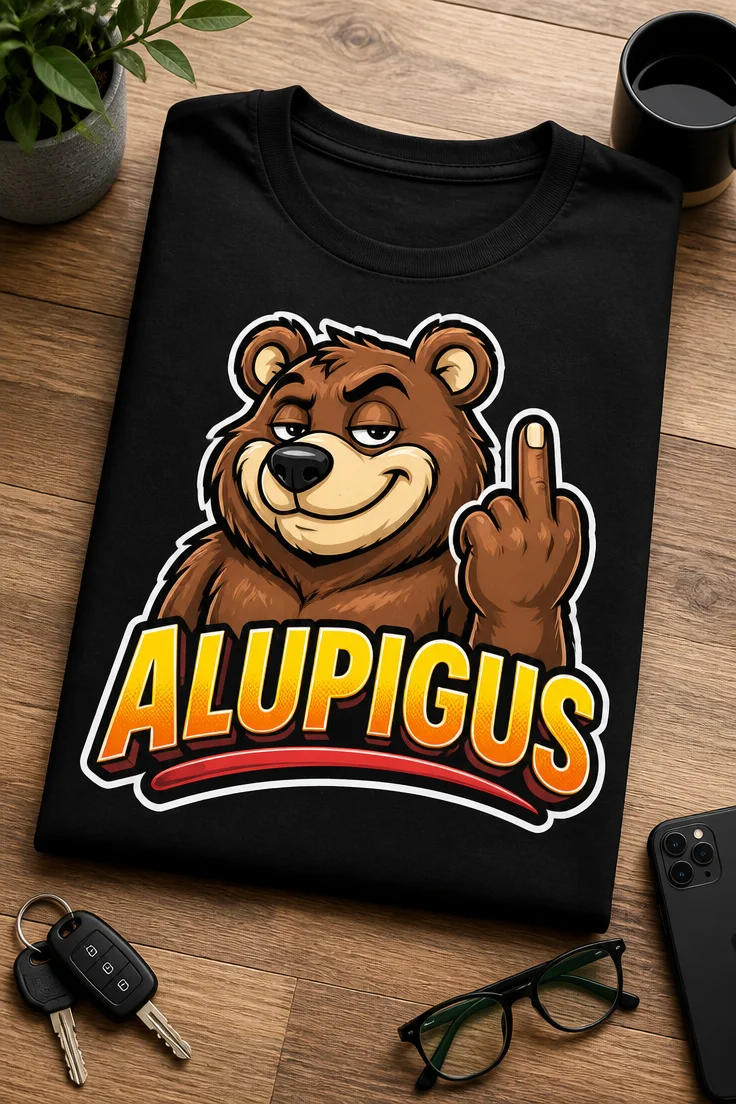 Tricou cu un motiv urs obraznic – Alupigus – tricou amuzant cu mesaj