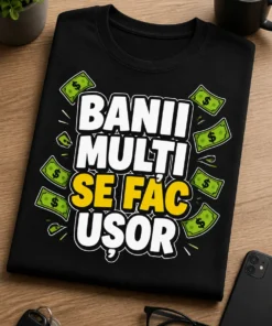 Tricou cu un motiv bani mulți – Banii mulți se Fac ușor – tricou amuzant cu mesaj