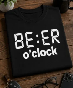 Tricou pentru iubitorului de bere – BE:ER o’clock – tricou amuzant cu mesaj