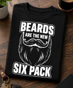 Tricou pentru bărbatul cu barbă – Beards are The New six Pack – tricou amuzant cu mesaj
