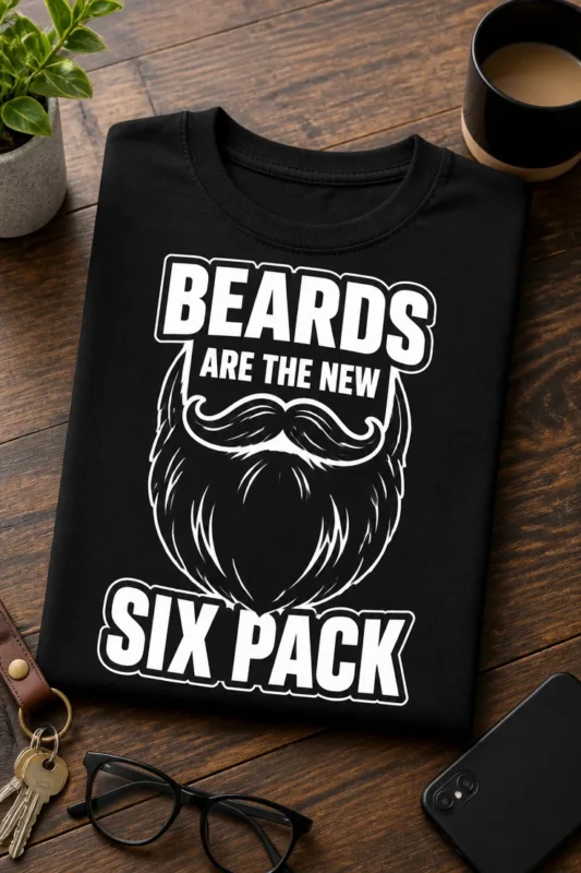Tricou pentru bărbatul cu barbă – Beards are The New six Pack – tricou amuzant cu mesaj