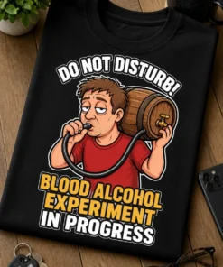 Tricou pentru iubitorului de alcool – Do Not Disturb! blood Alcohol experiment in Progress – tricou amuzant cu mesaj
