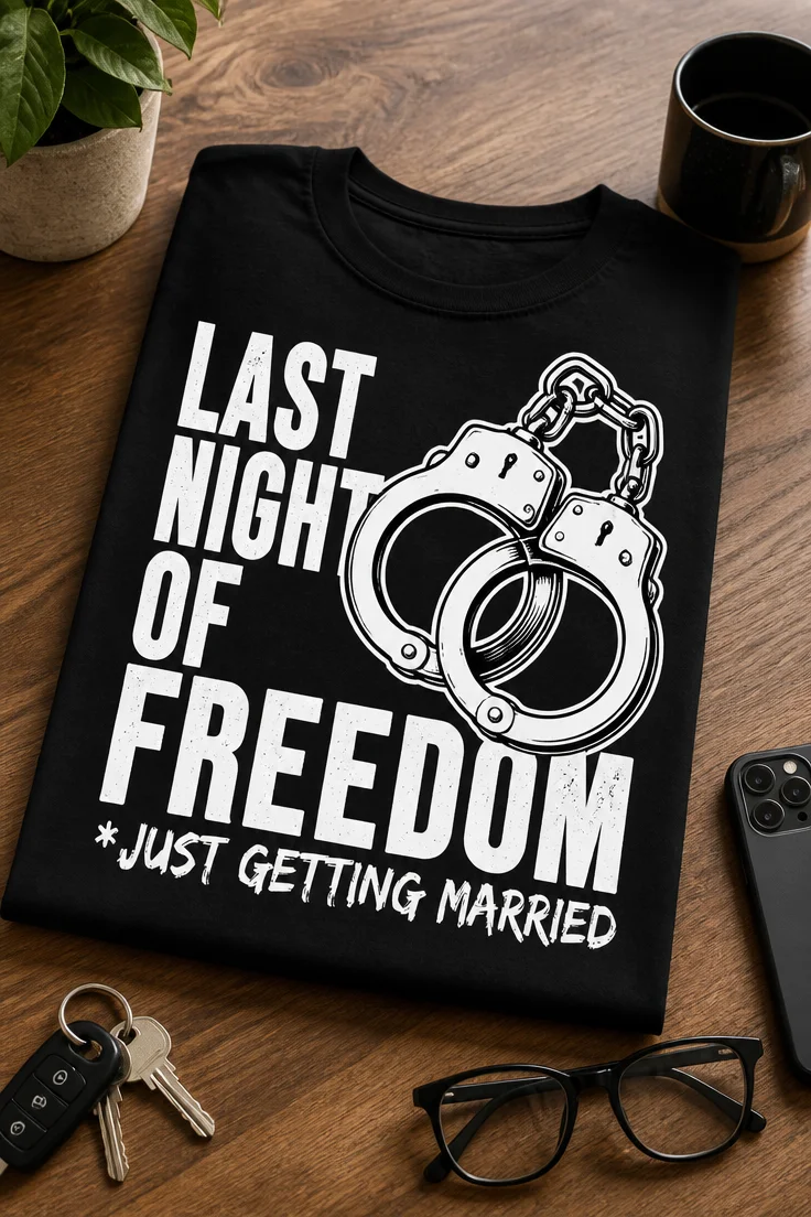Tricou pentru burlac – Last night of freedom *just Getting Married – tricou amuzant cu mesaj