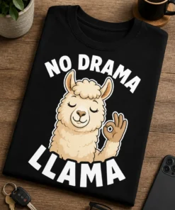 Tricou cu un motiv lama amuzantă – No Drama llama – tricou amuzant cu mesaj