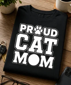 Tricou pentru stăpâna de pisică – Proud cat mom – tricou amuzant cu mesaj