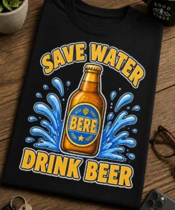 Tricou pentru iubitorul de bere – Save Water bere drink Beer – tricou amuzant cu mesaj